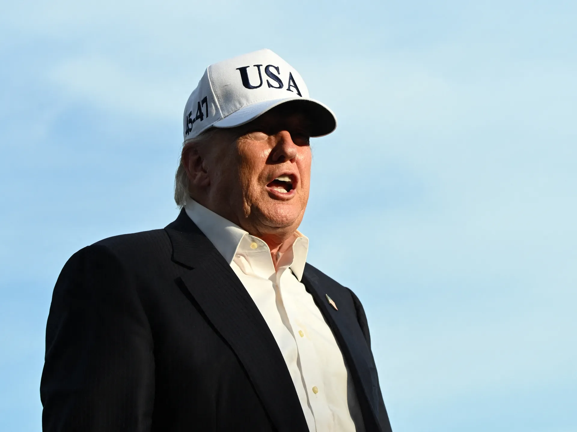 United States President Donald Trump speaks to reporters at the White House in Washington, DC on May 15 [AFP]