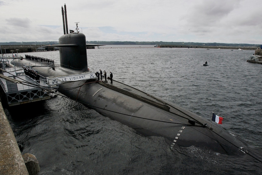 Le Vigilant is a nuclear submarine in service with the French Navy, file picture.(AP: Francois Mori/Pool)