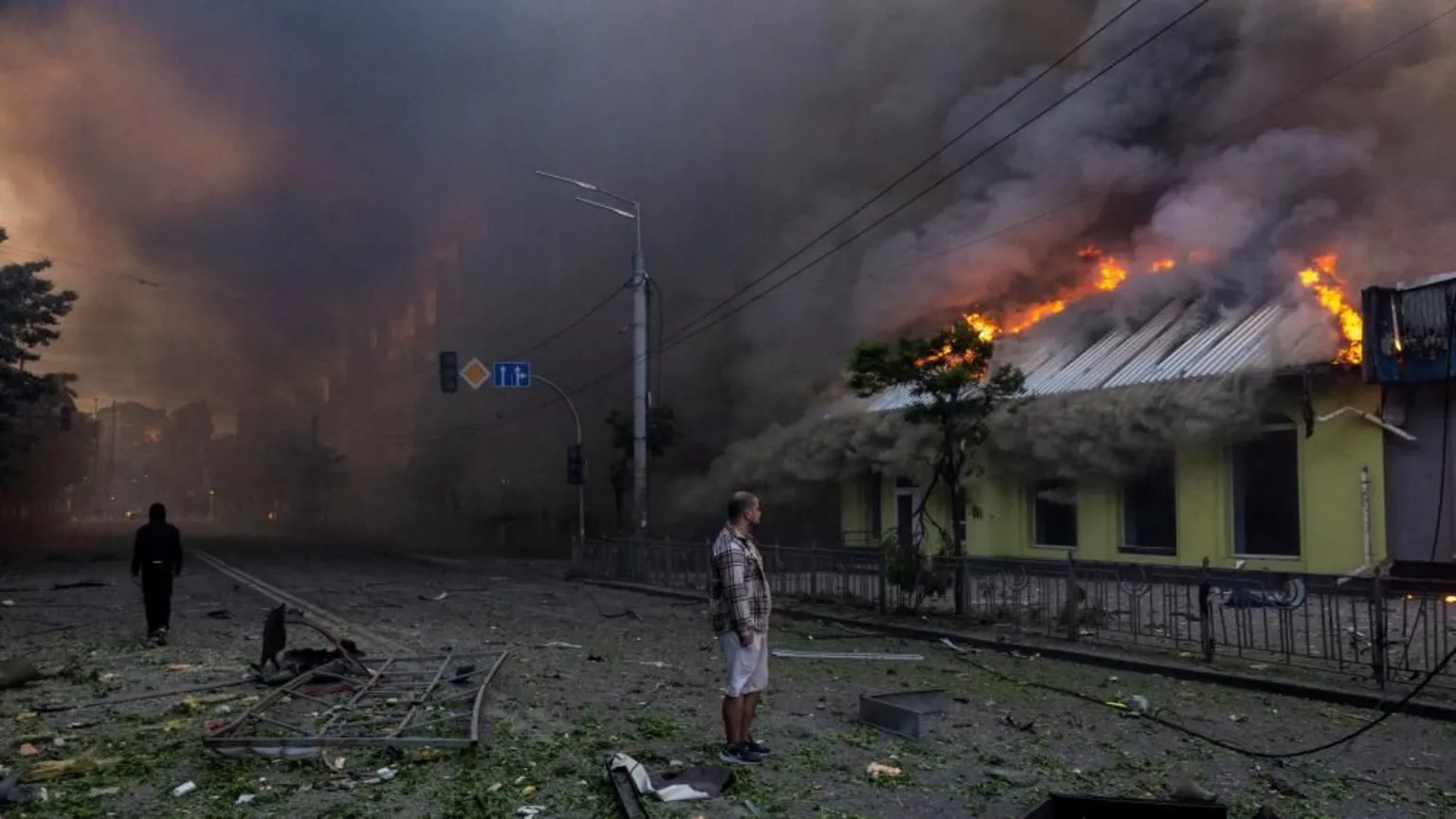 Residential buildings were hit in overnight strikes in Kyiv