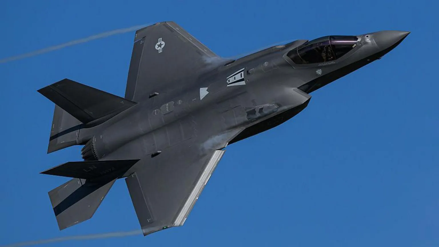A US-AF F-35 Lightning II fighter jet pictured in April 2026