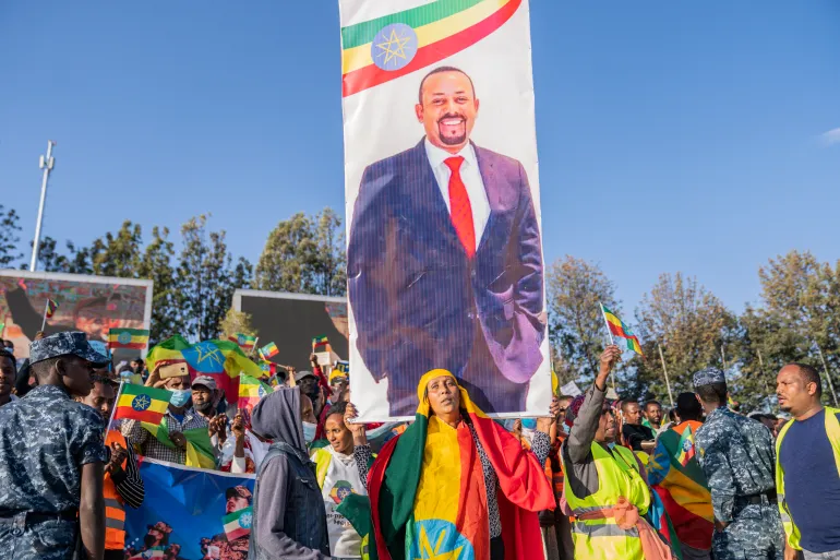 Ethiopians rally in support of Prime Minister Abiy Ahmed's government ahead of June 2026 parliamentary elections.