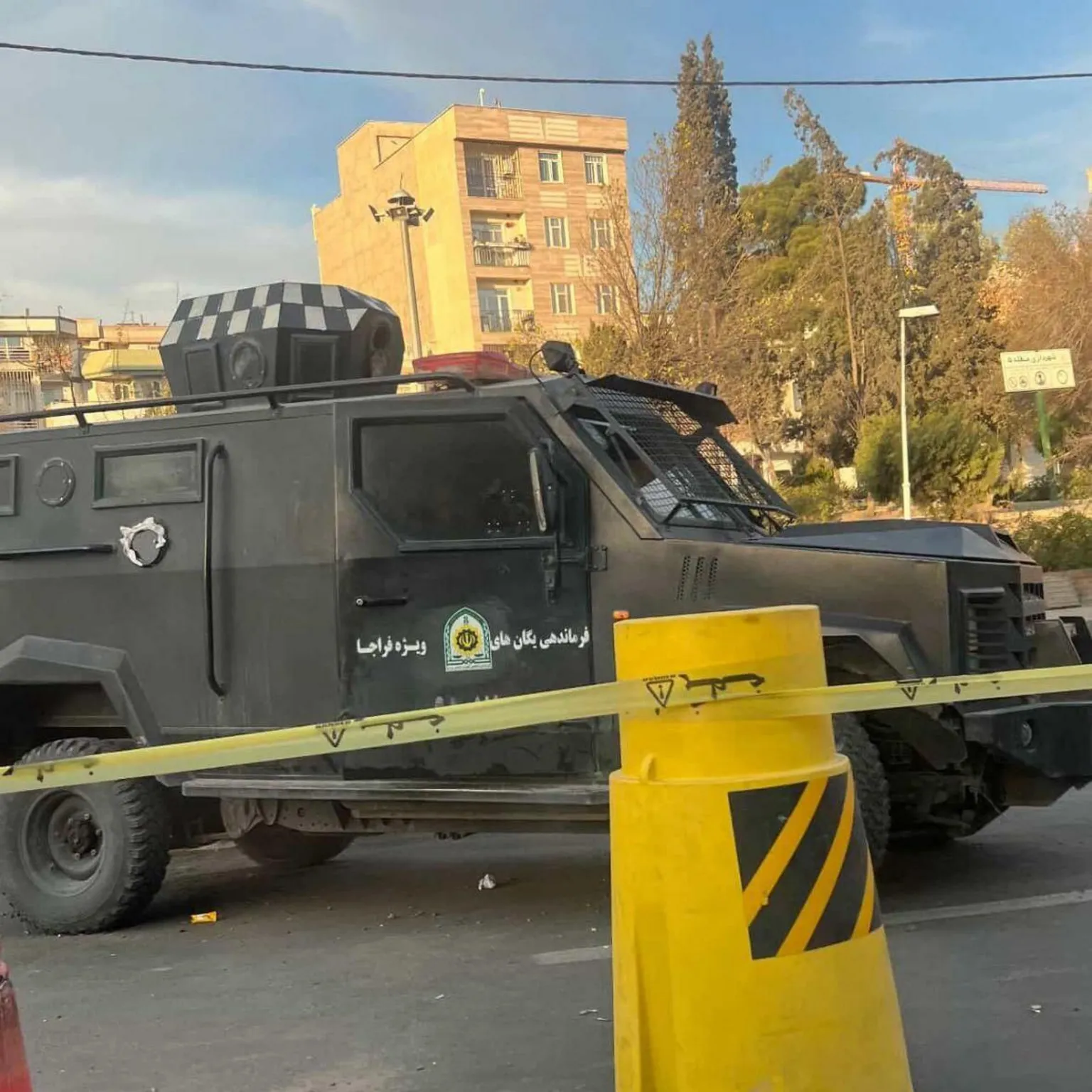 Iranian security forces maintain increased presence on Tehran streets amid ongoing military bombardment campaign.