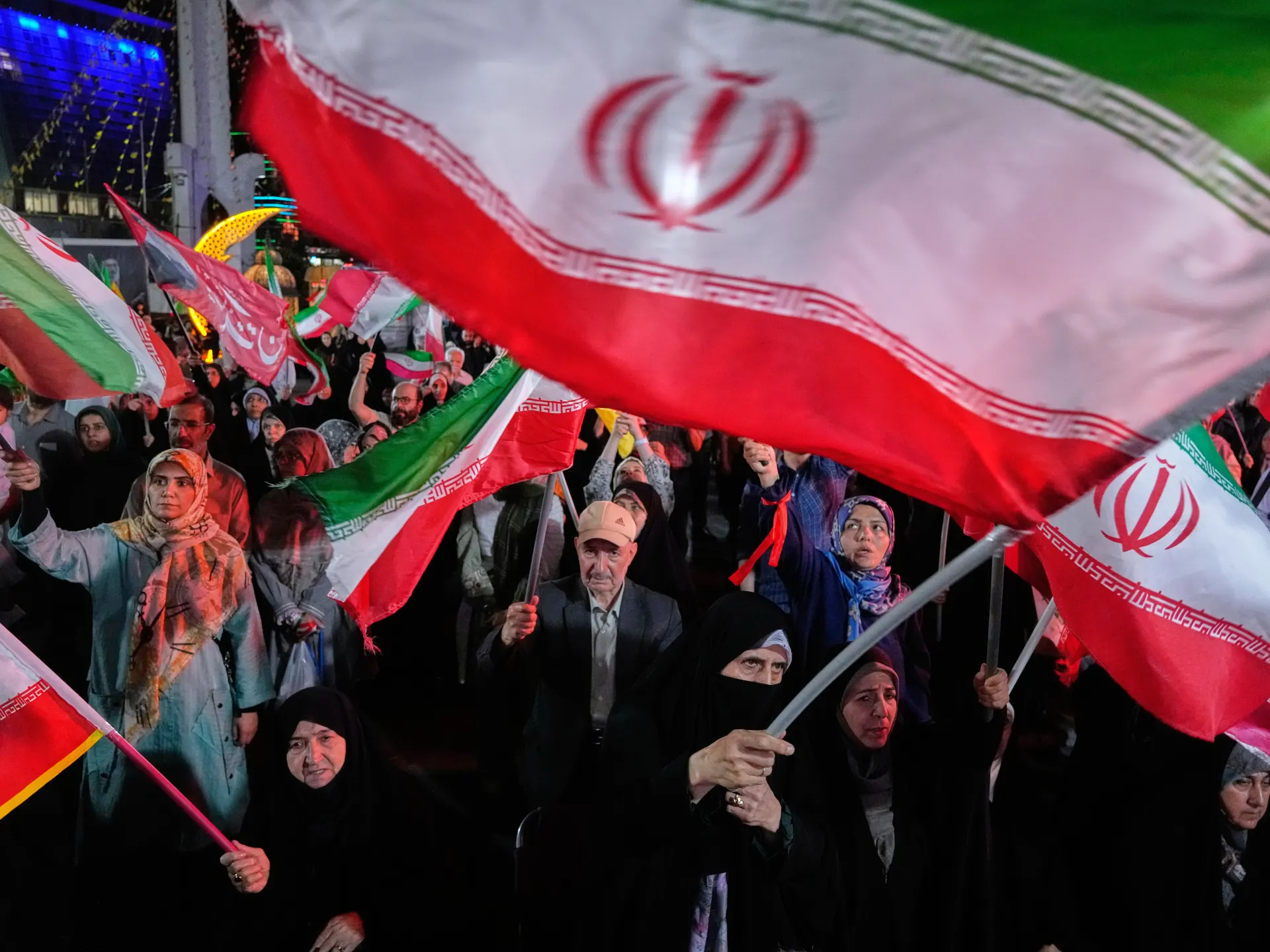 Demonstrators at a pro-government rally in Tehran, June 7 [Vahid Salemi/AP Photo]