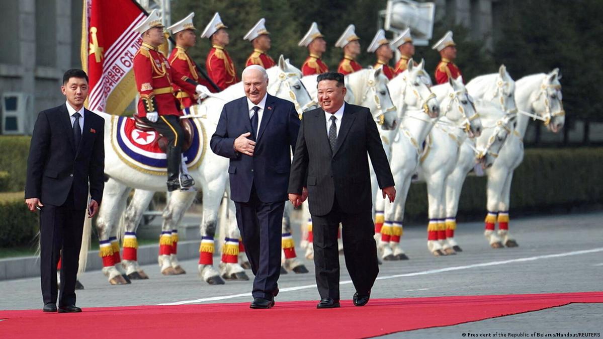 The meeting follows Kim Jong Un's speech this week declaring North Korea's nuclear program 'irreversible'Image: President of the Republic of Belarus/Handout/REUTERS