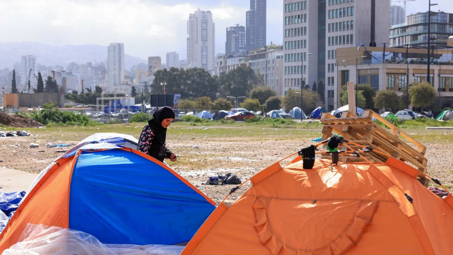 Many of the 800,000 people displaced by the fighting are sheltering in Beirut