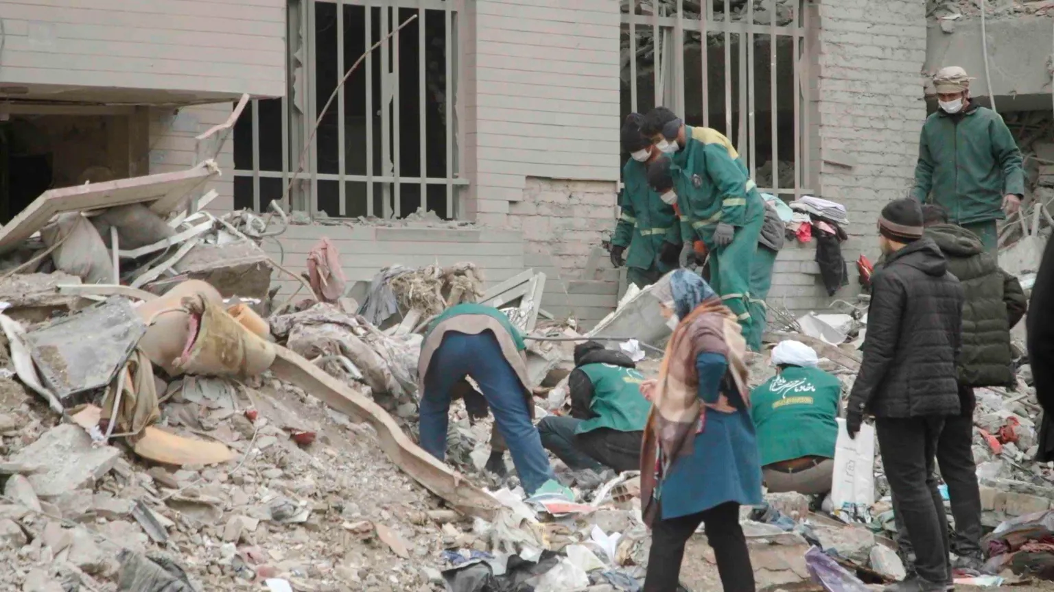Extensive damage in Resalat district consistent with use of powerful munitions in Israeli airstrikes on Tehran.