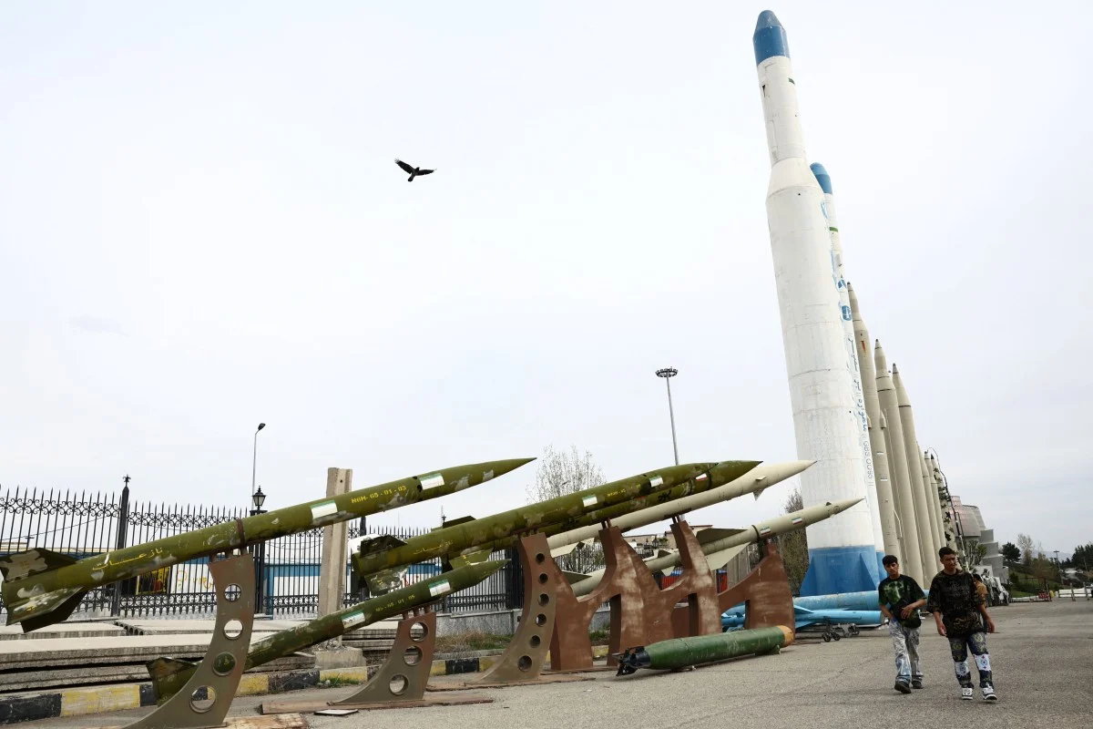 Iranian missiles in a park in Tehran, for show. Photo: West Asia News Agency