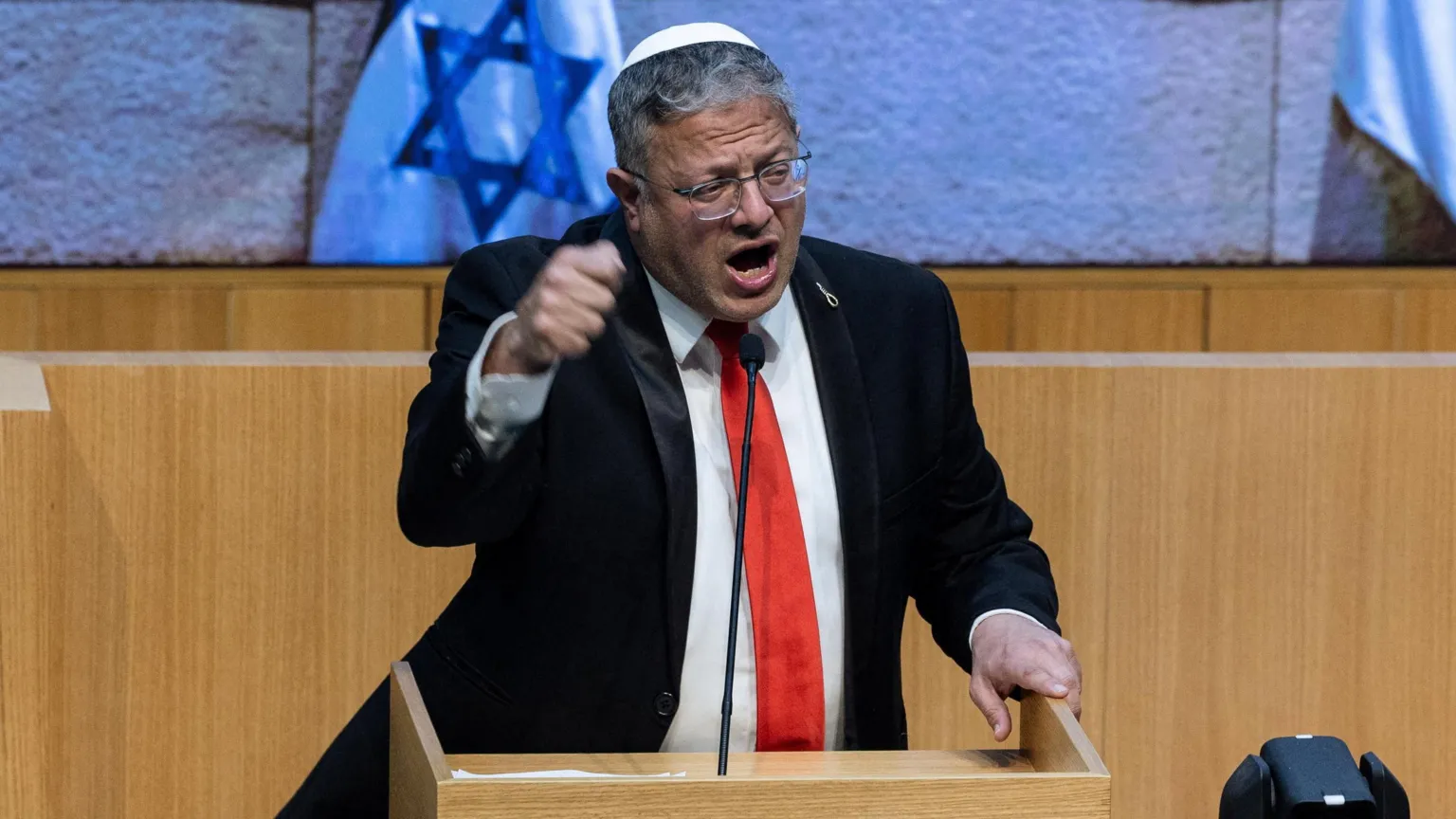 Israel's far-right National Security Minister Itamar Ben-Gvir wore a noose pin on his lapel to signal his support for the bill