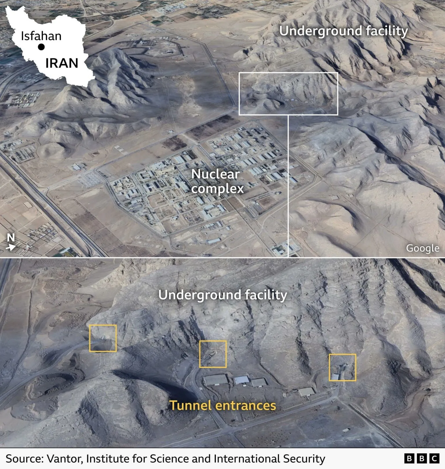 Isfahan nuclear complex, one of Iran's key uranium enrichment sites under consideration.
