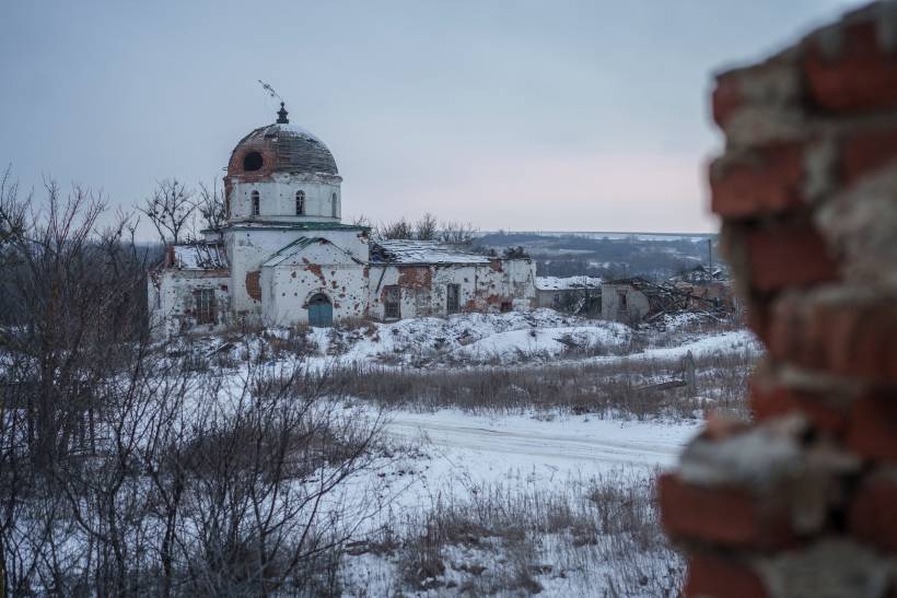 A church heavily damaged by Russian military strikes in the village of Mala Komyshyvakha, amid Russia's attack on Ukraine, in Kharkiv region, Ukraine January 21, 2026. REUTERS/Serhii Korovainyi