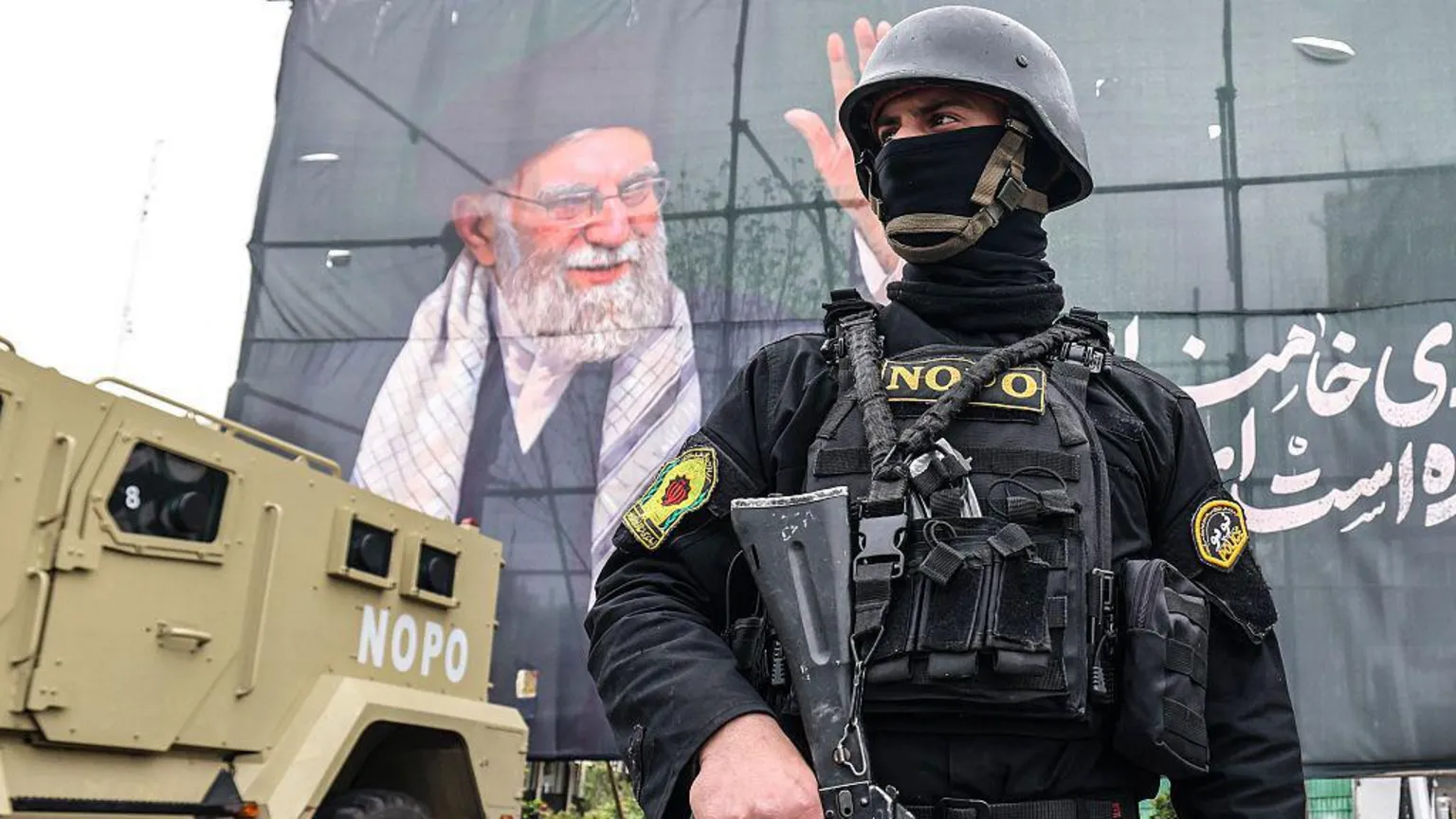 Security forces patrol central Tehran streets as government intensifies domestic crackdowns during wartime.