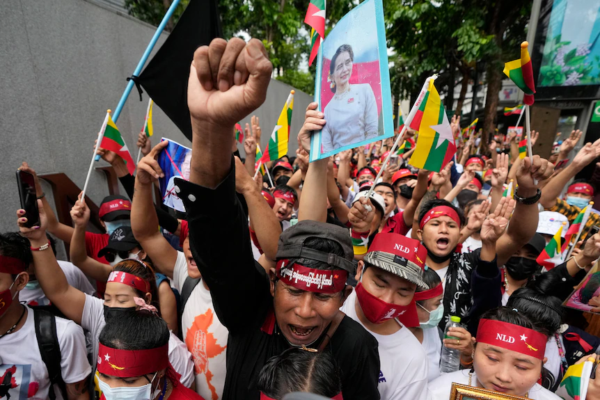 There have been protests in Myanmar and neighbouring countries every year since the coup.(AP: Sakchai Lalit)