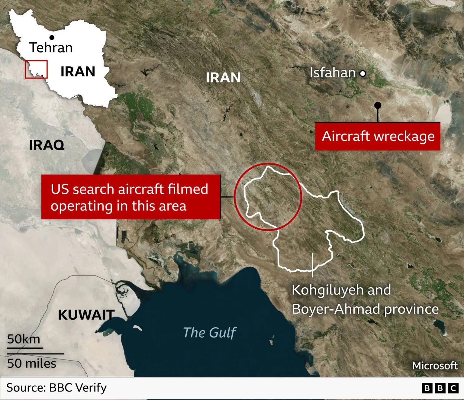 Map of southwestern Iran showing the remote mountainous region where the American airman was rescued by Navy SEALs.
