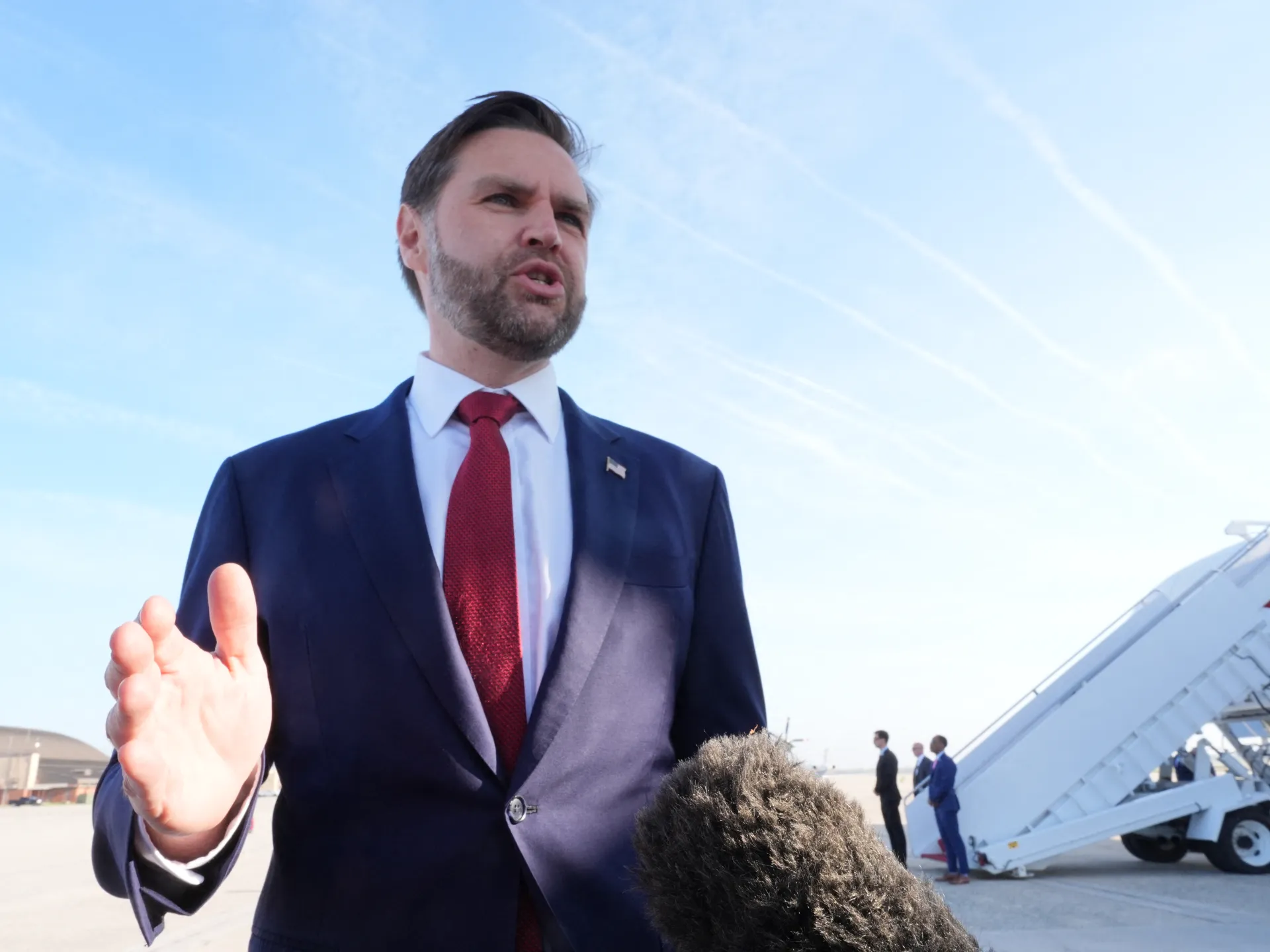 US Vice President JD Vance speaks to the press before boarding Air Force Two for a departure to Pakistan at Joint Base Andrews [Jacquelyn Martin-Pool/Getty Images/AFP]