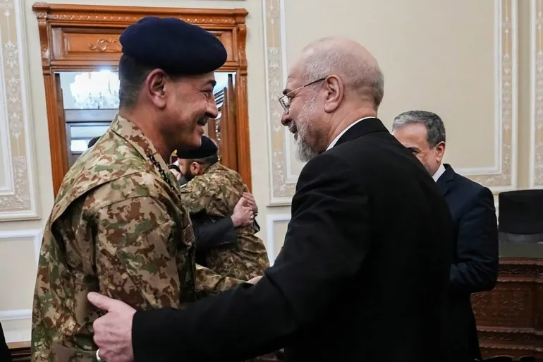 Pakistan's Army Chief Asim Munir meets Iranian Parliament Speaker Mohammad Bagher Ghalibaf in Tehran for nuclear talks.