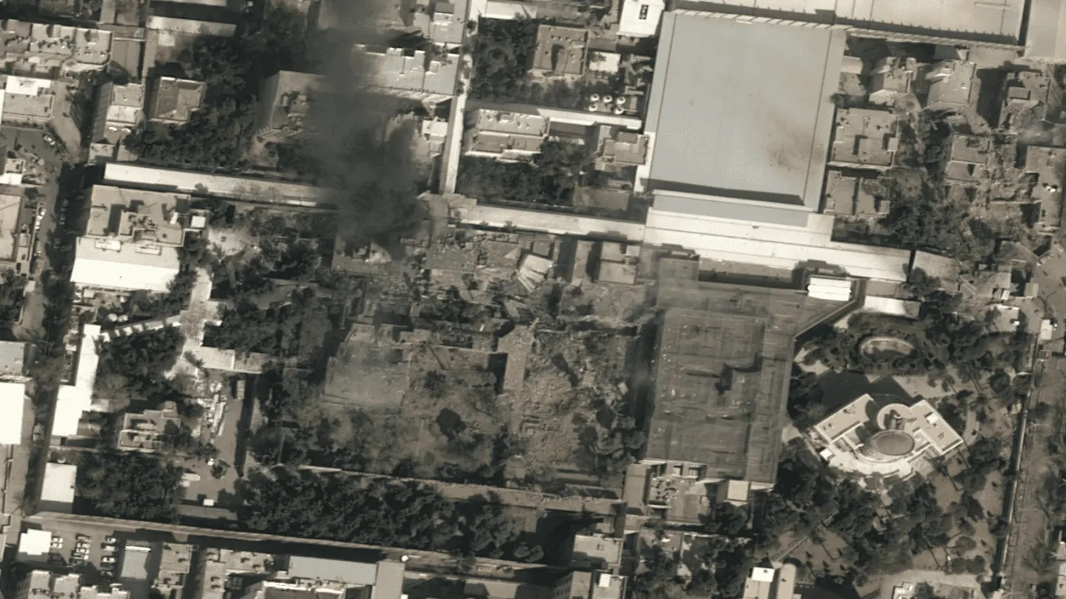 Satellite image showing damage to the compound of Iranian Supreme Leader Ayatollah Ali Khamenei in Tehran.