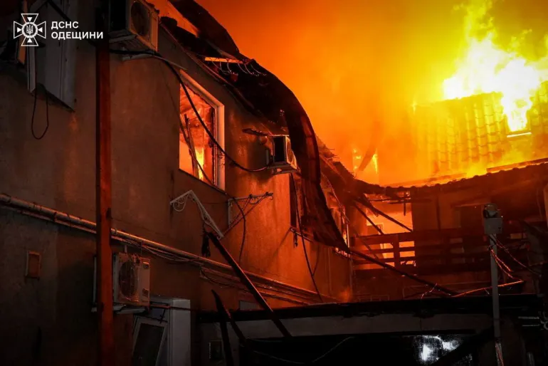 Damaged apartment building in Odesa following Russian drone and missile strikes that killed an elderly couple, April 24.