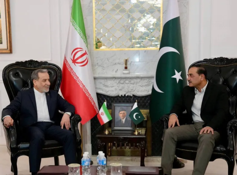 Iranian Foreign Minister Abbas Araghchi meets Pakistan Army Chief Field Marshal Asim Munir, in a location given as Islamabad, Pakistan, released April 25, 2026 [Seyed Abbas Araghchi via Telegram/Handout via Reuters]