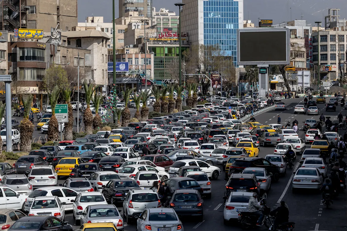 Heavy traffic in Tehran, where large explosions shook the city and people reported seeing smoke rising from the district that includes the presidential palace on Saturday morning (Iranian time).The New York Times