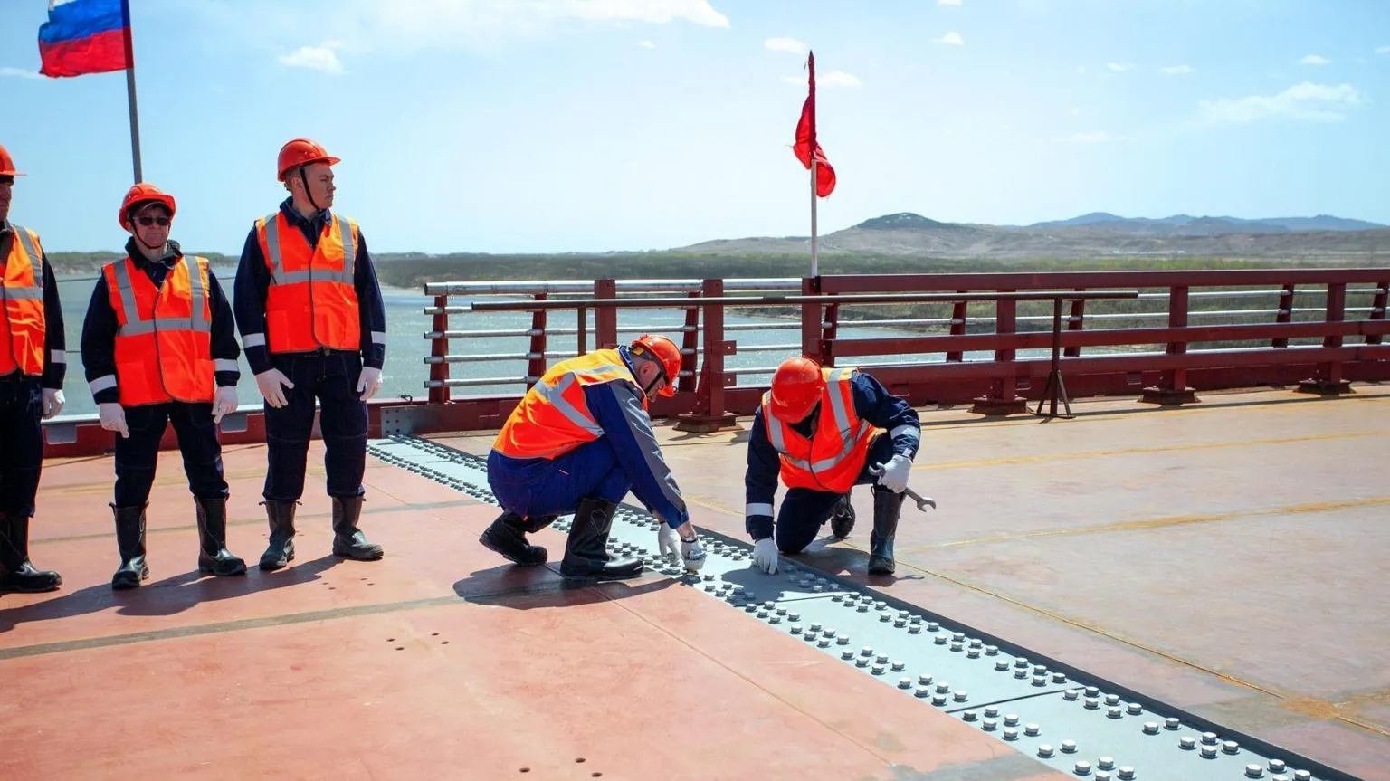Russian Transport Ministry ceremony marks the completion of the road bridge connection between North Korea and Russia.