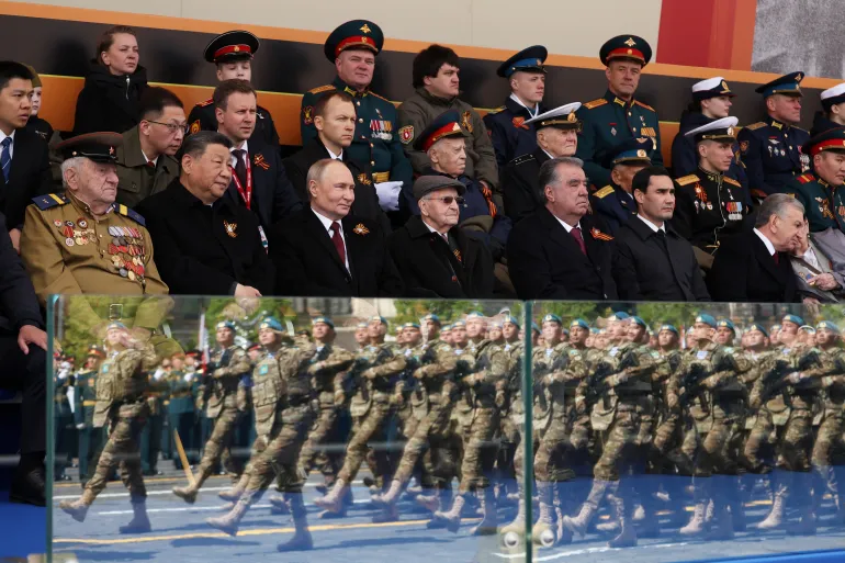President Putin and international leaders attend scaled-back 2025 Victory Day parade without tanks or missiles for first time.