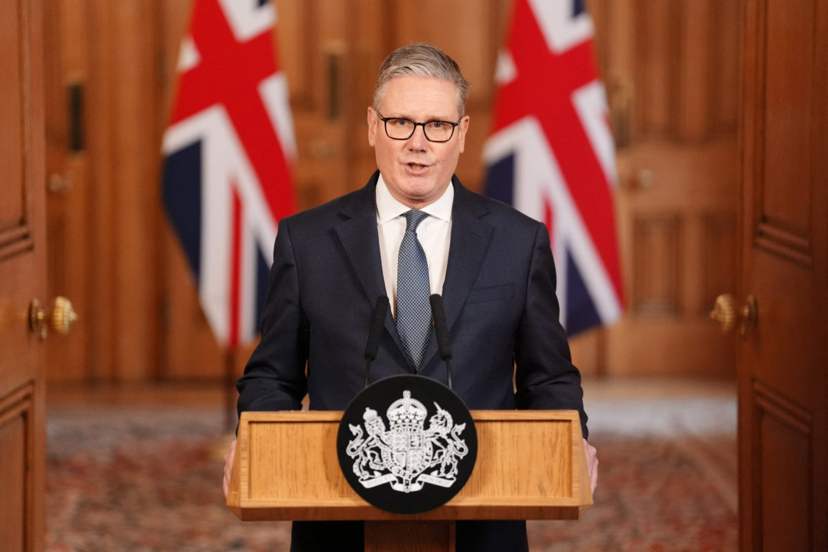 British Prime Minister Keir Starmer issues a statement at 10 Downing Street, after U.S. and Israeli forces attacked Iran in what the two countries described as a