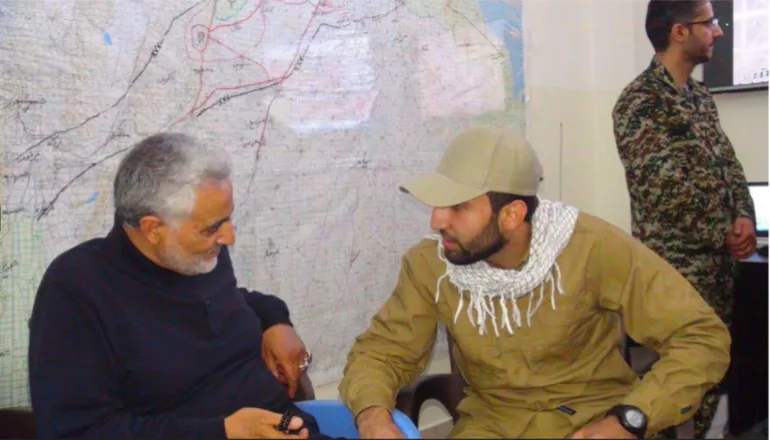 Mohammad Baqer Saad Dawood al-Saadi, right, pictured with Qassem Soleimani, former IRGC Quds Force commander.